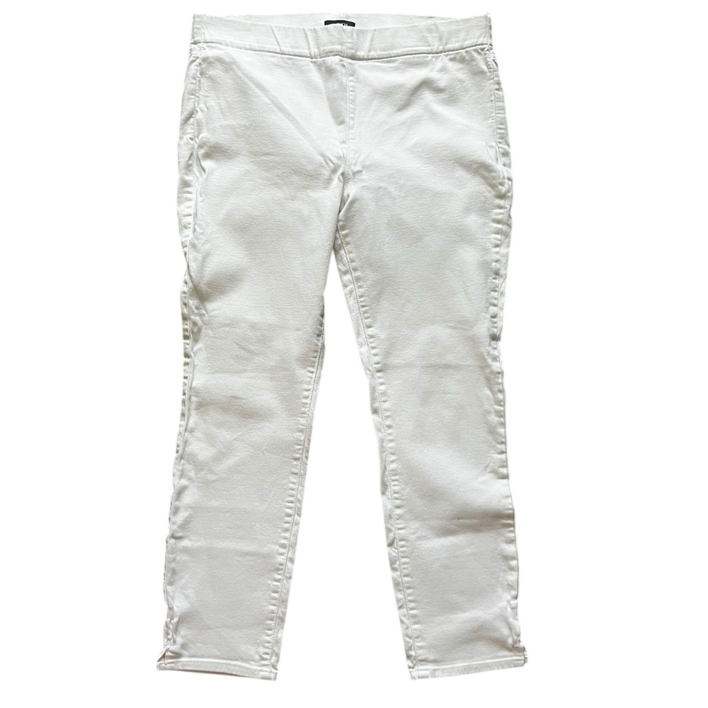 NYDJ Womens White Pull On Skinny Pants Size 12 Stretch Ankle Slit Denim Jeans